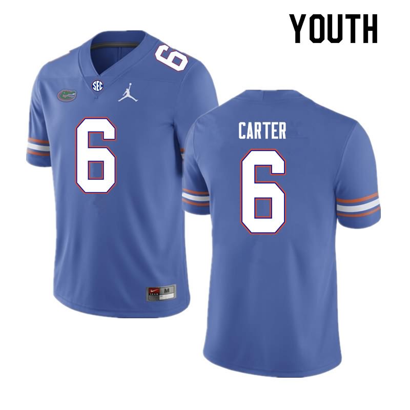 NCAA Florida Gators Zachary Carter Youth #6 Nike Royal Stitched Authentic College Football Jersey ERS4764YD